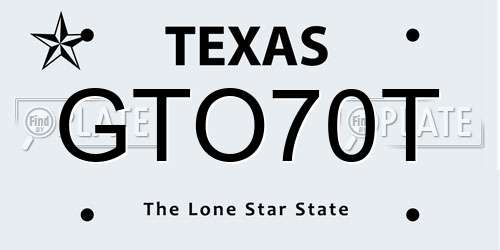 GTO70T Texas License Plate