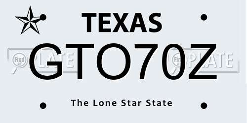 GTO70Z Texas License Plate