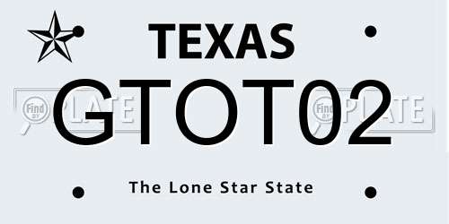 GTOT02 Texas License Plate