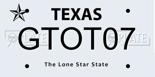 GTOT07 Texas License Plate
