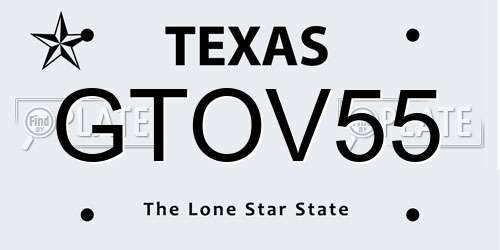 GTOV55 Texas License Plate