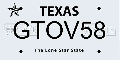 GTOV58 Texas License Plate