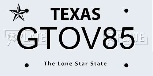GTOV85 Texas License Plate