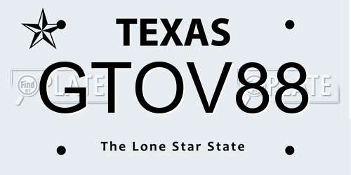 GTOV88 Texas License Plate