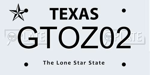 GTOZ02 Texas License Plate