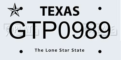 GTP0989 Texas License Plate