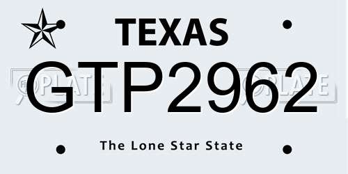 GTP2962 Texas License Plate