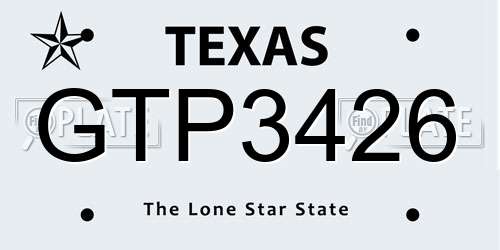 GTP3426 Texas License Plate