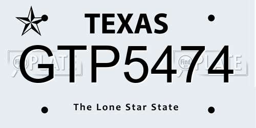 GTP5474 Texas License Plate
