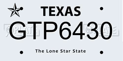 GTP6430 Texas License Plate
