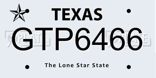 GTP6466 Texas License Plate