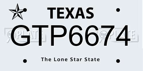 GTP6674 Texas License Plate