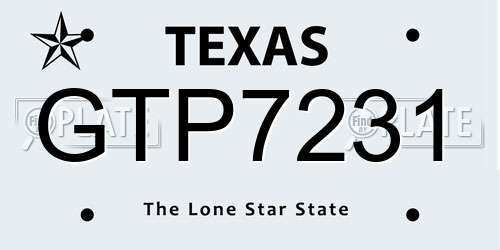 GTP7231 Texas License Plate