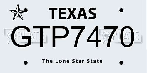 GTP7470 Texas License Plate