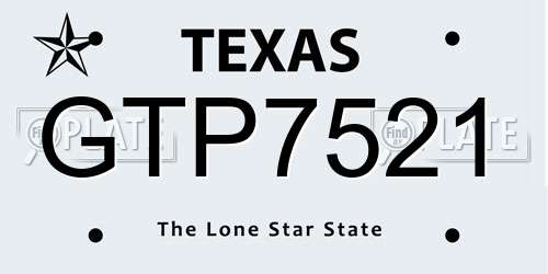 GTP7521 Texas License Plate