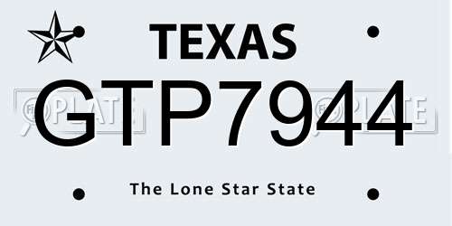 GTP7944 Texas License Plate