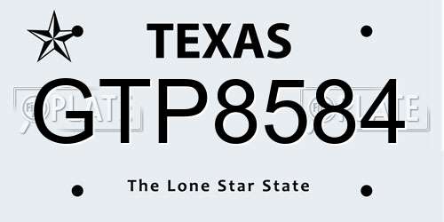 GTP8584 Texas License Plate