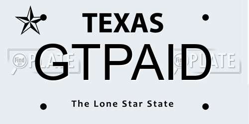 GTPAID Texas License Plate