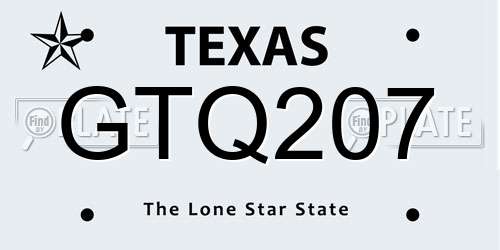 GTQ207 Texas License Plate
