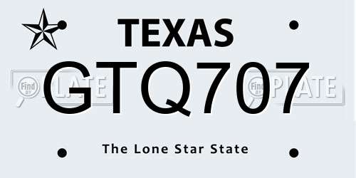GTQ707 Texas License Plate