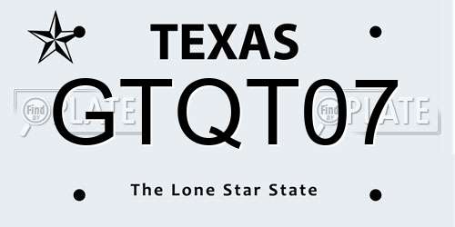 GTQT07 Texas License Plate
