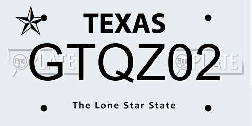 GTQZ02 Texas License Plate