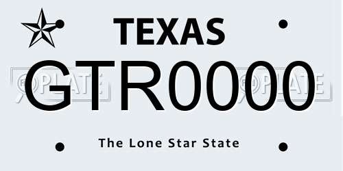 GTR0000 Texas License Plate