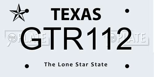 GTR112 Texas License Plate