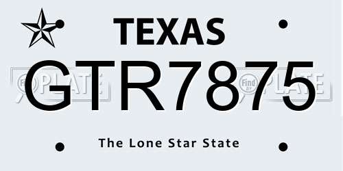 GTR7875 Texas License Plate