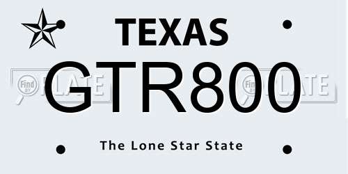 GTR800 Texas License Plate