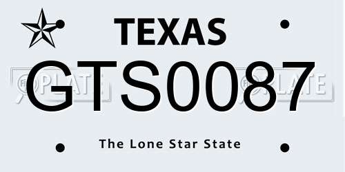 GTS0087 Texas License Plate
