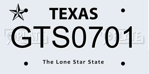 GTS0701 Texas License Plate