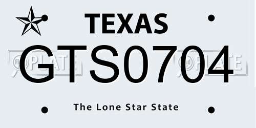 GTS0704 Texas License Plate