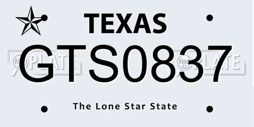 GTS0837 Texas License Plate