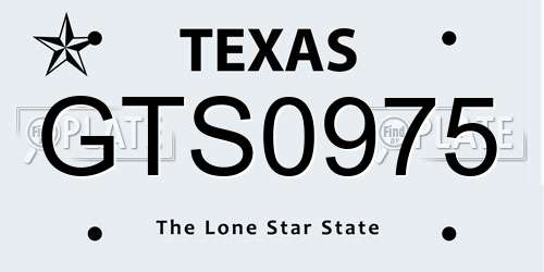 GTS0975 Texas License Plate