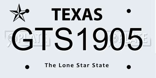 GTS1905 Texas License Plate