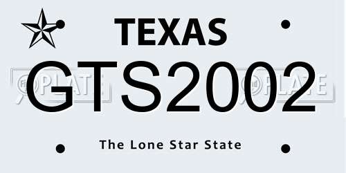 GTS2002 Texas License Plate