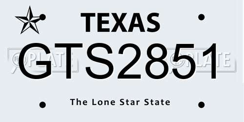 GTS2851 Texas License Plate
