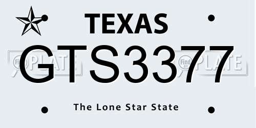 GTS3377 Texas License Plate