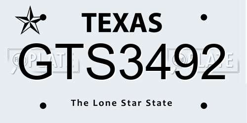 GTS3492 Texas License Plate