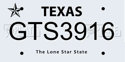 GTS3916 Texas License Plate