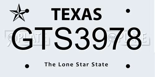 GTS3978 Texas License Plate