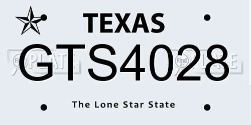 GTS4028 Texas License Plate