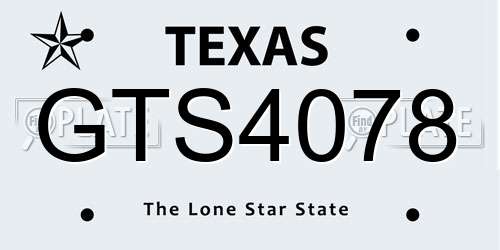 GTS4078 Texas License Plate