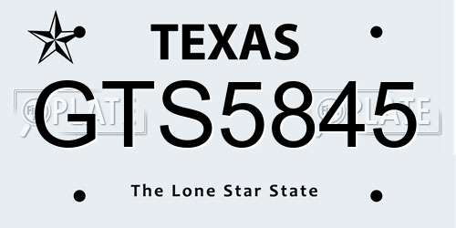 GTS5845 Texas License Plate