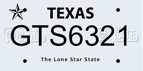 GTS6321 Texas License Plate