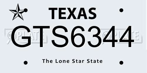 GTS6344 Texas License Plate