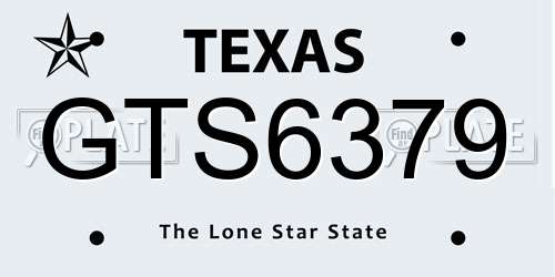 GTS6379 Texas License Plate