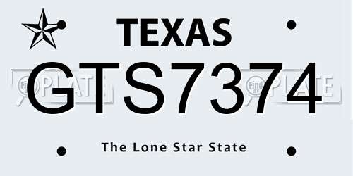GTS7374 Texas License Plate