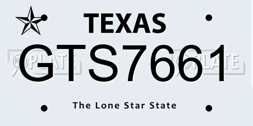 GTS7661 Texas License Plate